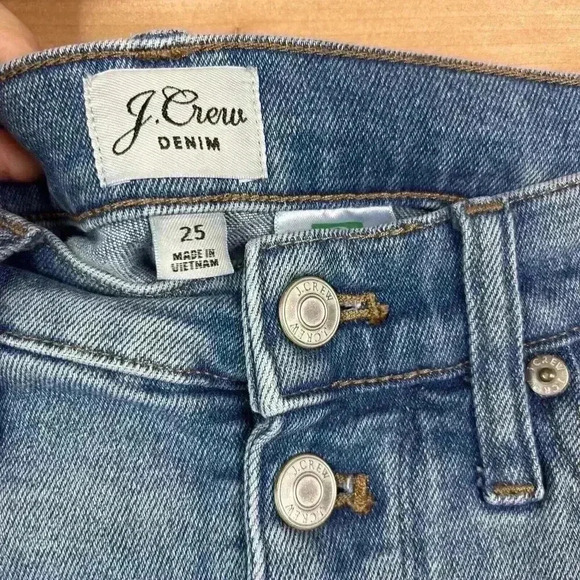 J Crew Demi Boot Cut Jeans Sz 25 Billie Crop Exposed Button Fly Raw Hem - Picture 3 of 10